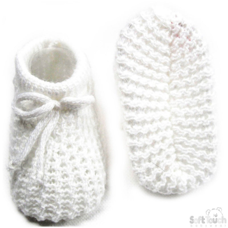 White Knitted Infant Bootees - s401-w