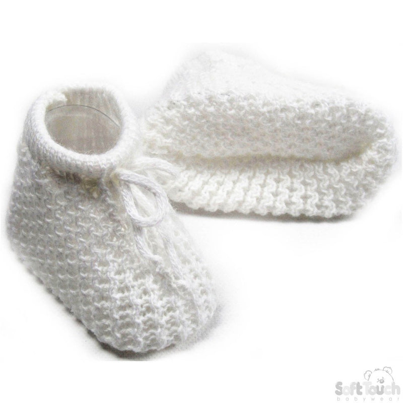 White Knitted Infant Bootees - s401-w