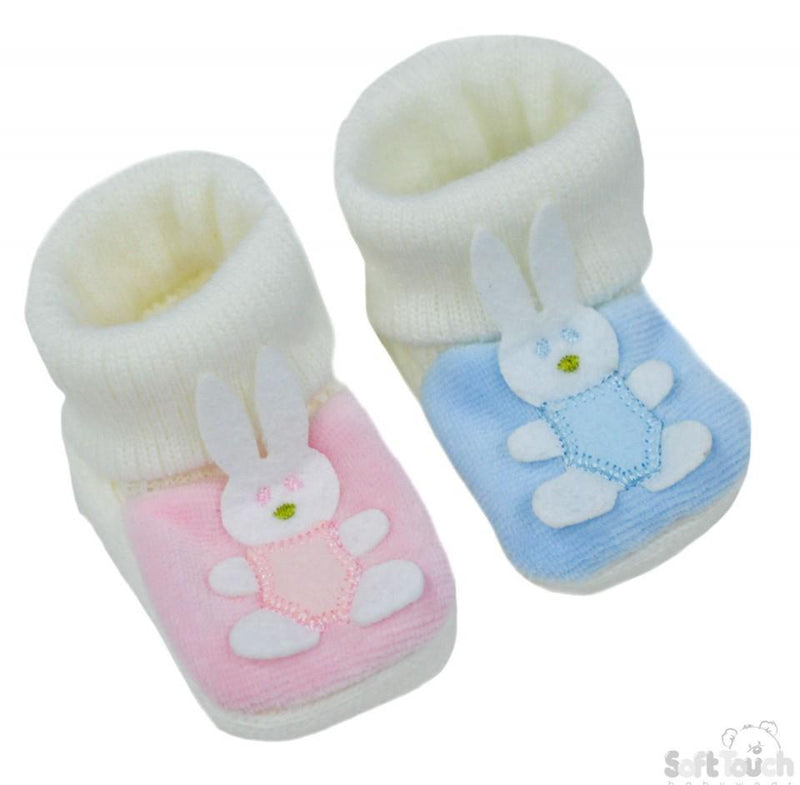 Acrylic Turnover Baby Bootees - Bunny : S425 - Kidswholesale.co.uk