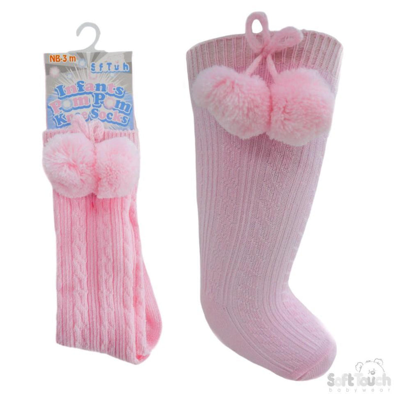 Knee Length Pom-Pom Socks: S47-P - Kidswholesale.co.uk