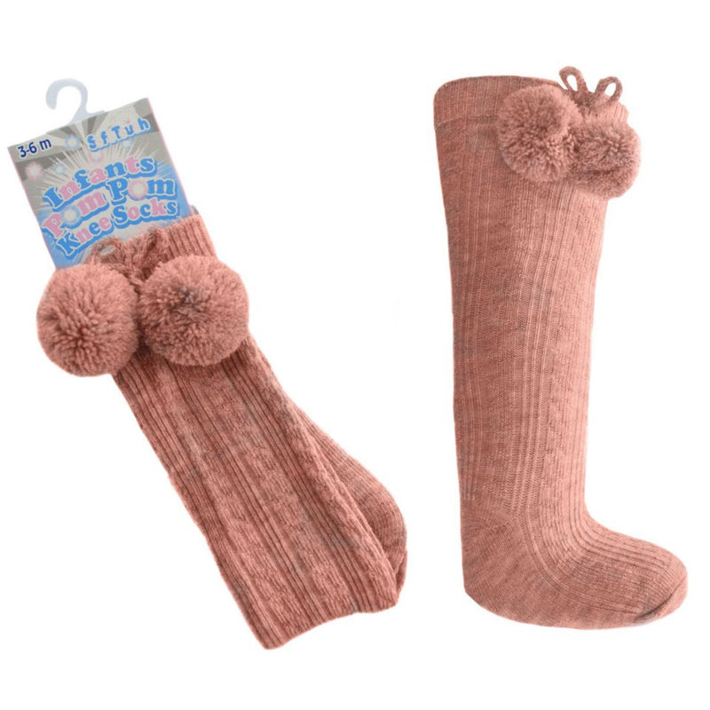 Knee Length Pom-Pom Socks: S47-RO - Kidswholesale.co.uk