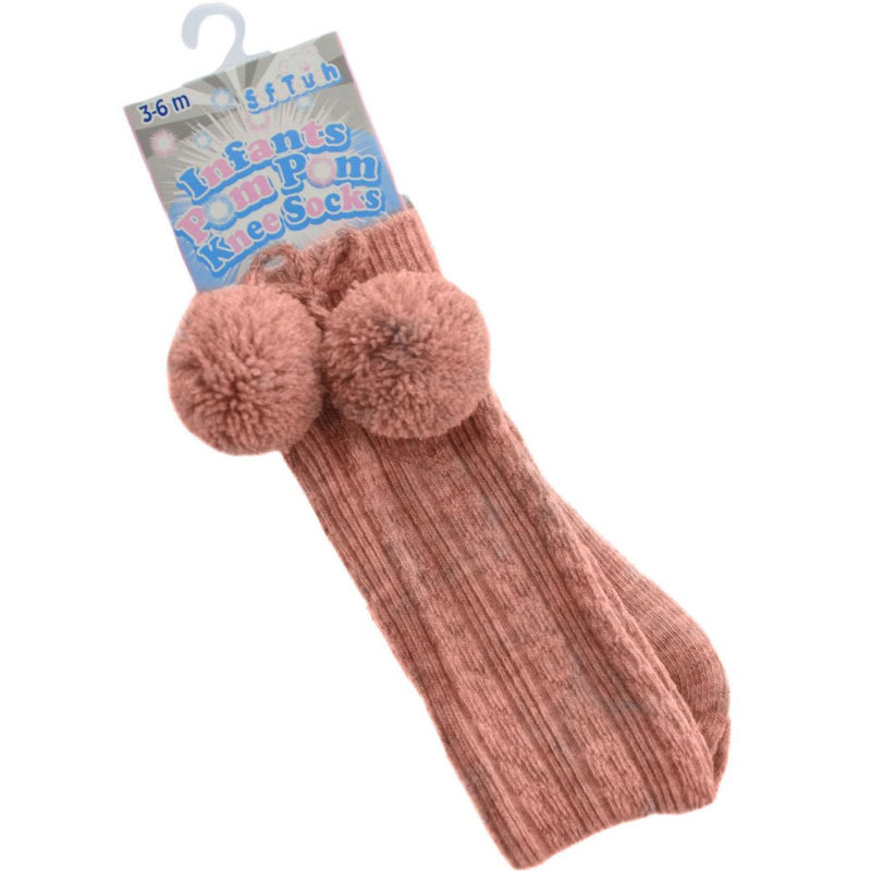 Knee Length Pom-Pom Socks: S47-RO - Kidswholesale.co.uk