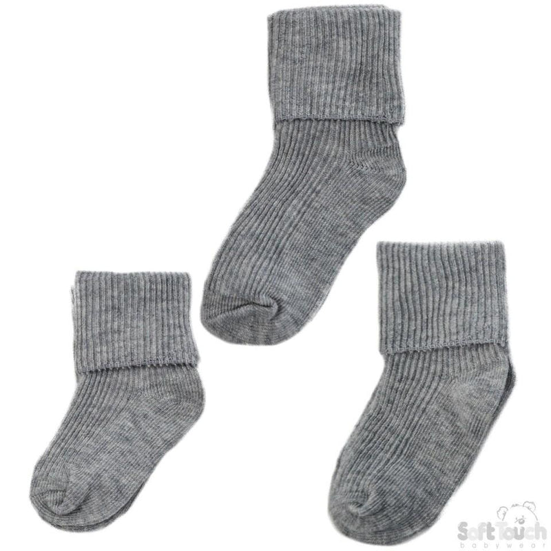 Plain Turnover Socks (Ast. Sizes) S59-G-324 - Kidswholesale.co.uk