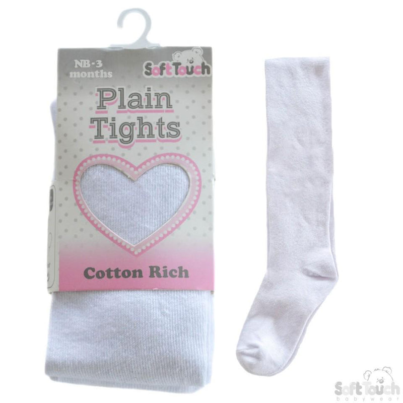 Plain White Cotton Tights - NB-3 Months - ( T80-W) - Kidswholesale.co.uk