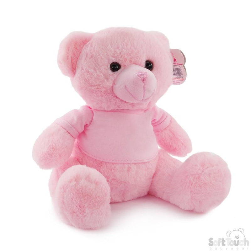 Pink Teddy Bear W/T Shirt -25cm - TB325-P - Kidswholesale.co.uk