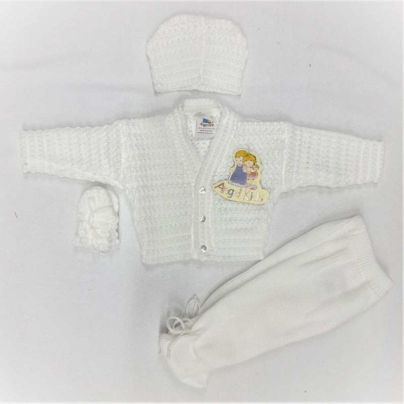Baby Boxed 4 pcs Knitted Set - White ( 0-6 Months) 1037-W