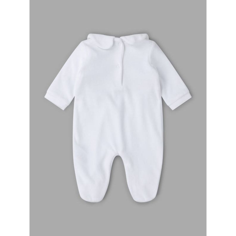 Velour White/Grey Star Smocked Sleepsuit  (Pack of 6) (0-9 Months) V21045